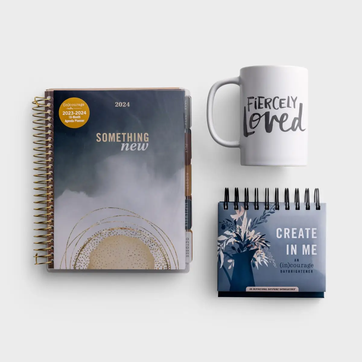 (in)courage 2023-24 Agenda Planner, Perpetual Calendar + Fiercely Loved Mug — Gift Set